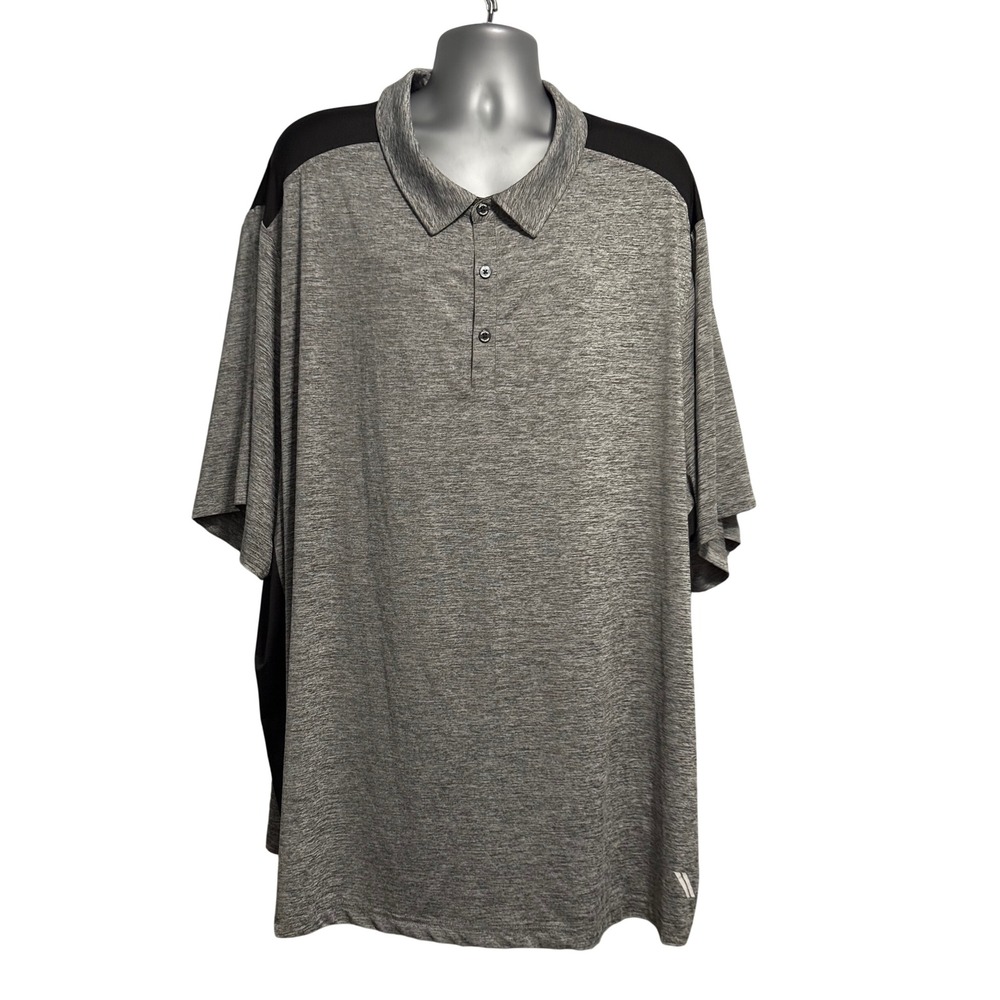 KS Sport Mens 5XL Big Gray Space Dye Performance Polo Shirt Short Sleeve Stretch